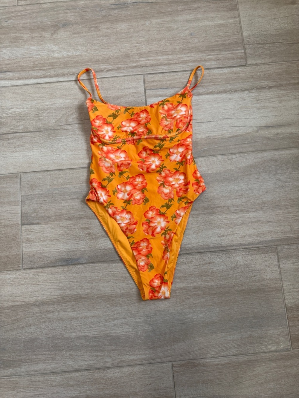 Monday Swimwear Orange Floral One-Piece Swimsuit
